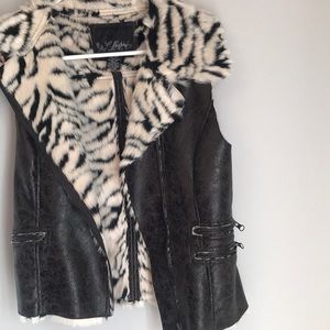 Black fluffy vest